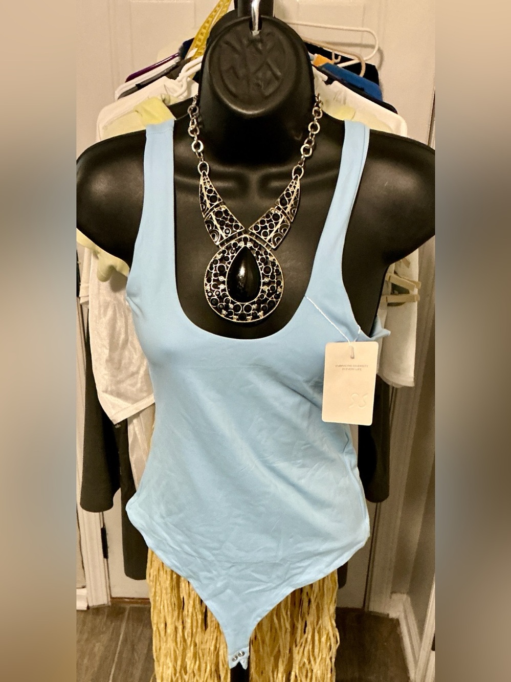 ReoRia Light Blue Scoop Neck Bodysuit